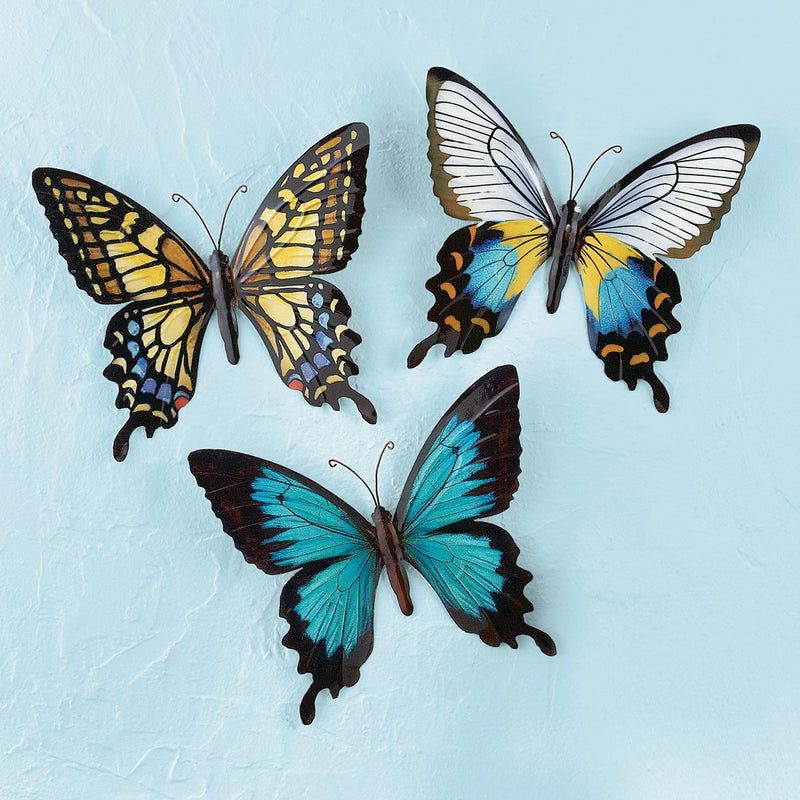 Collections Etc Metal Butterfly Wall Art Decoration, Set of 3 Fauna, Insect, Garden Theme DÃ©cor - Image 2